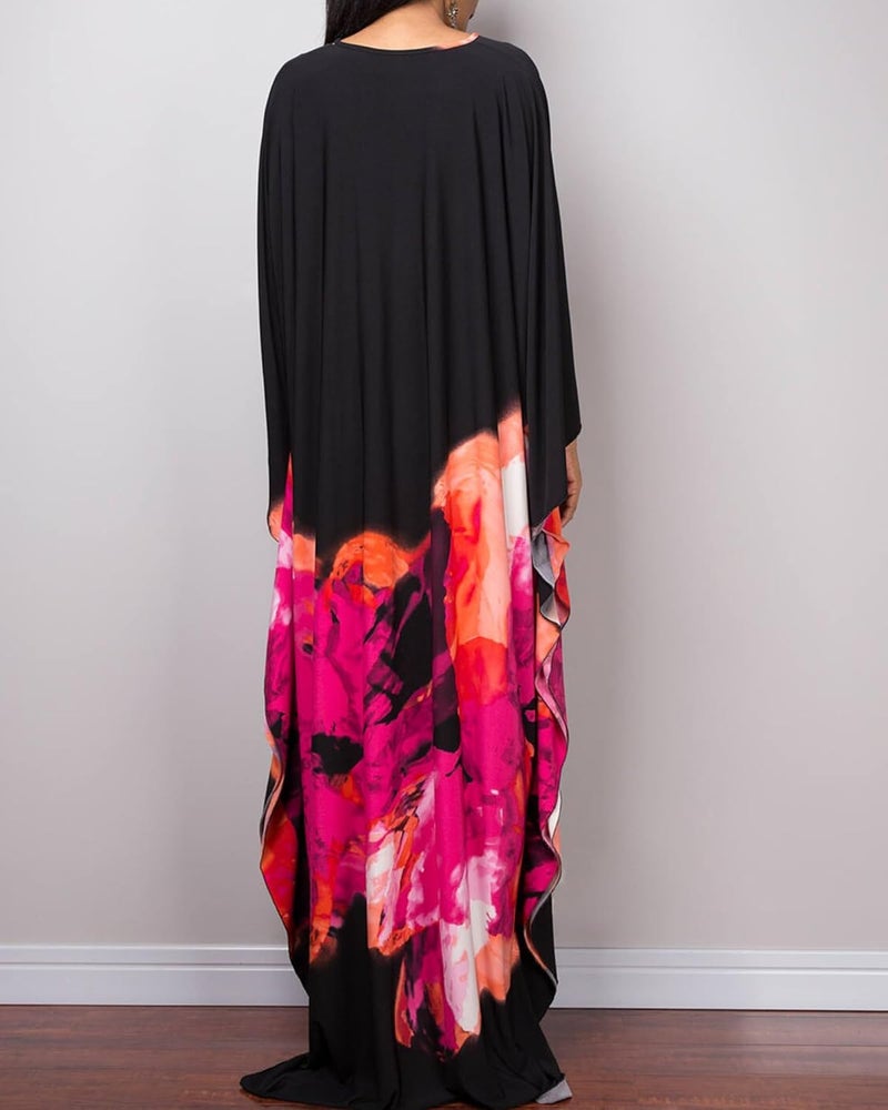 Bsubseach Women Ethnic Print Kaftan Beach Dress Plus Size Swimsuit Cover Up - Image 4